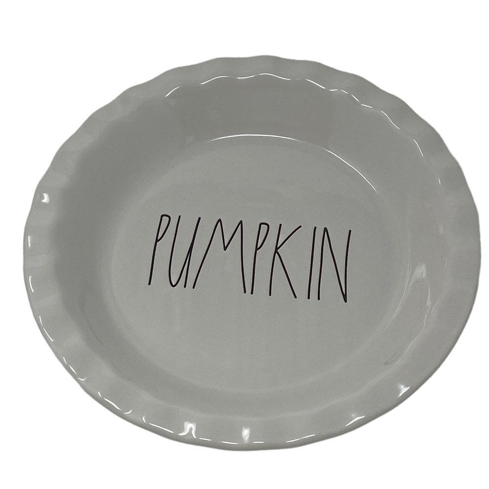 Rae Dunn Artisan Collection Fall White Ceramic‎ PUMPKIN 10 Inch Round Pie Dish
